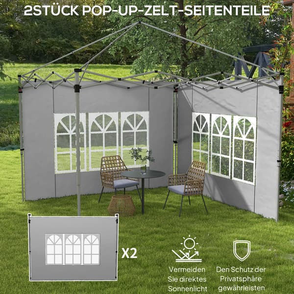 Pavillon Sidepanel Sæt, 295x195 cm, Grå, Vandtæt