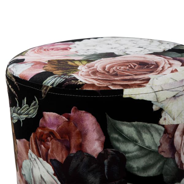Fotpall LA PERLA 35x42 cm blommig sammet