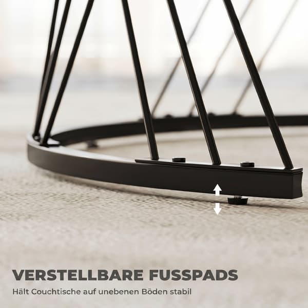 Sofabord 2-Pak, Marmorlook, Spånplade, Metal, Rund, Nesting, Grå+Hvid