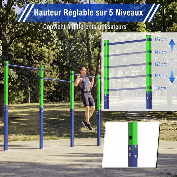Pull-up bar højdejusterbar 5 niveauer 80-172 cm blå