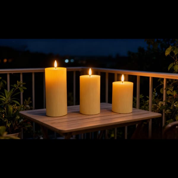 LED-kynttiläsarja, 3 kappaletta, beige, aitoa vahaa, Kodustaar