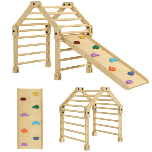 Klatrestativ 3-i-1 Foldbart 175x70x89 cm Multifarvet Træ