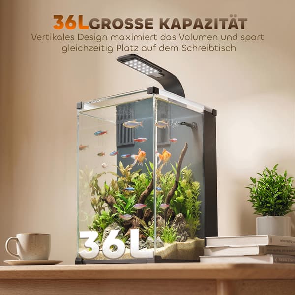 Akvarium Komplet Sæt 30x30x45,5 cm Sort Glas