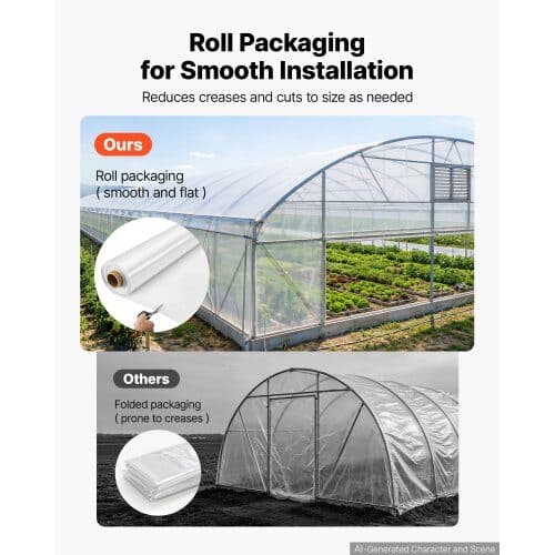 Drivhusfolie, 3x30.5 m, klar polyethylen 6 mil