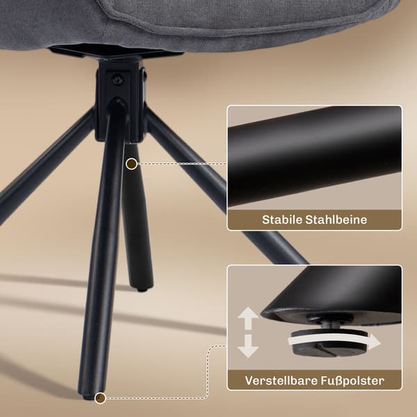 Matstol Set 64x67x87 cm Mörkgrå Metall