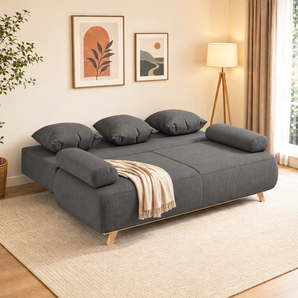 Soffa med justerbar ryggstöd 188x100x84 cm grå
