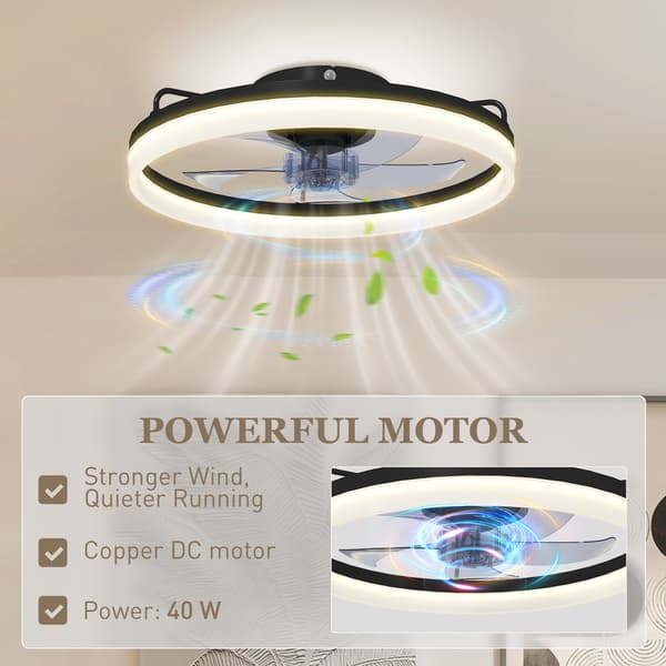 Kattotuuletin 50x12,5 cm Musta LED-valo