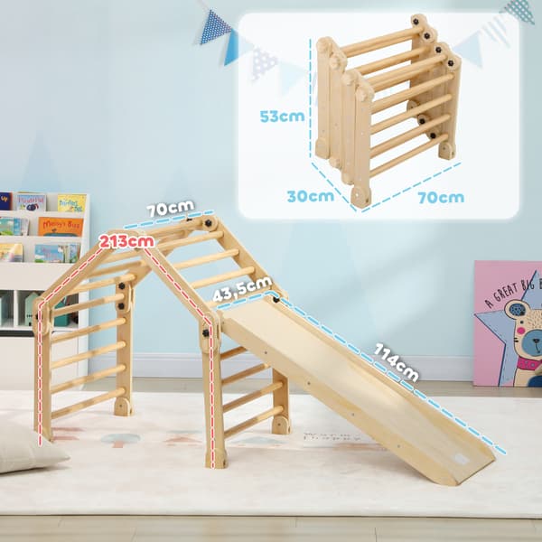 Klatrestativ 3-i-1 Foldbart 175x70x89 cm Multifarvet Træ