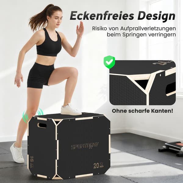 Plyometrisk Hoppeboks 61x51x41 cm Sort Træ