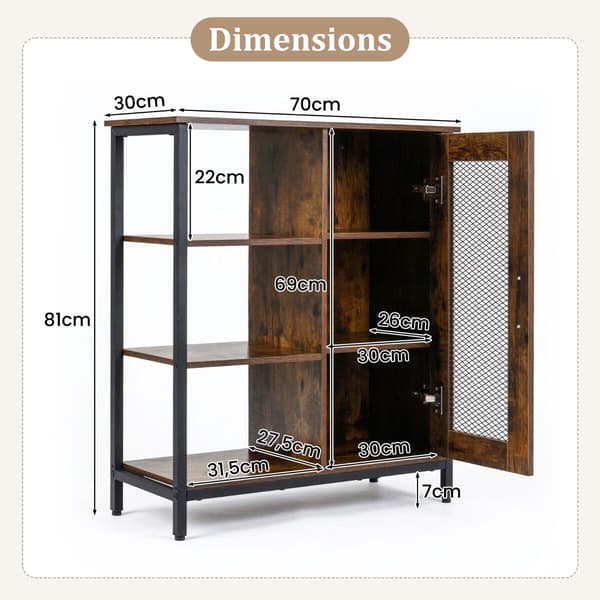Kaffebar Skab 70x30x81 cm rustik brun/sort