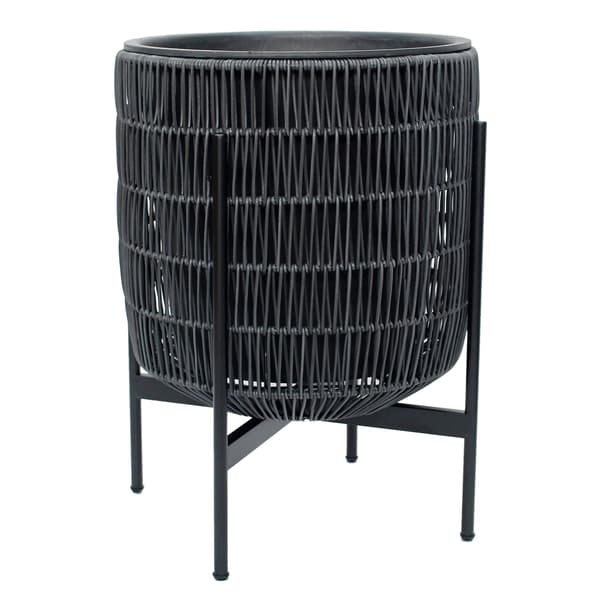 Planter med stativ 38x38x49 cm sort flet