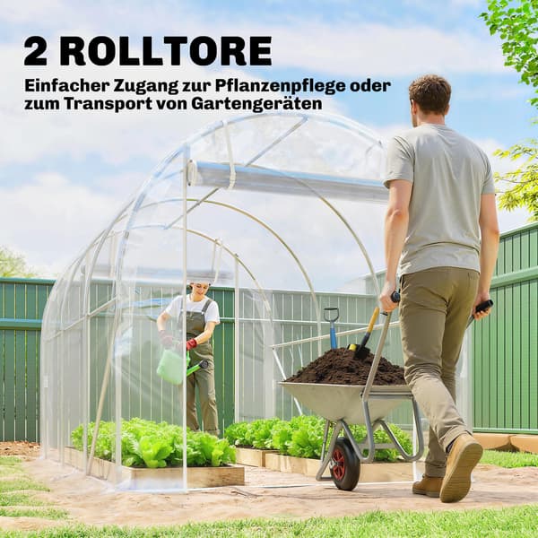 Polytunnel drivhus, 195x295x195 cm, transparent, stål