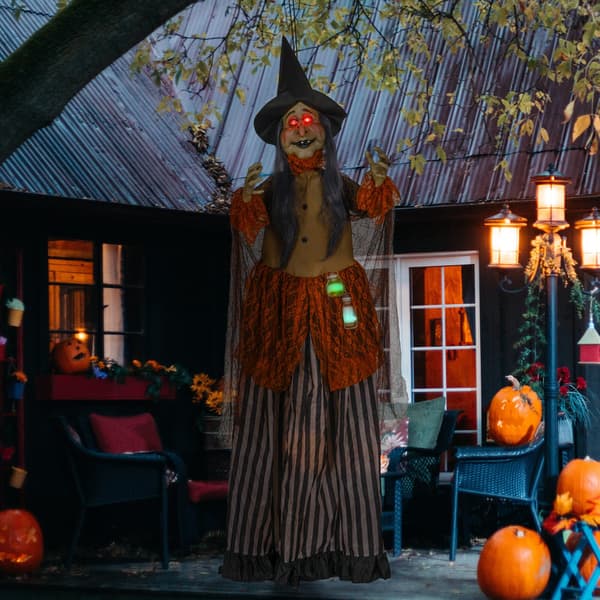 Animeret heks Halloween dekoration 60x18x183 cm sort