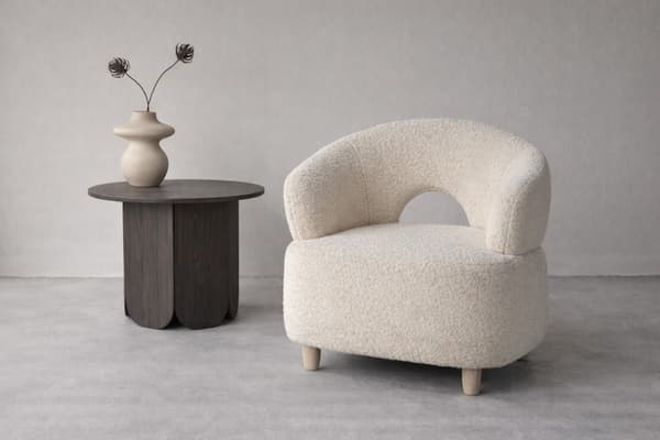 Accentstol Moglas 63x65 cm Hvid Bouclé