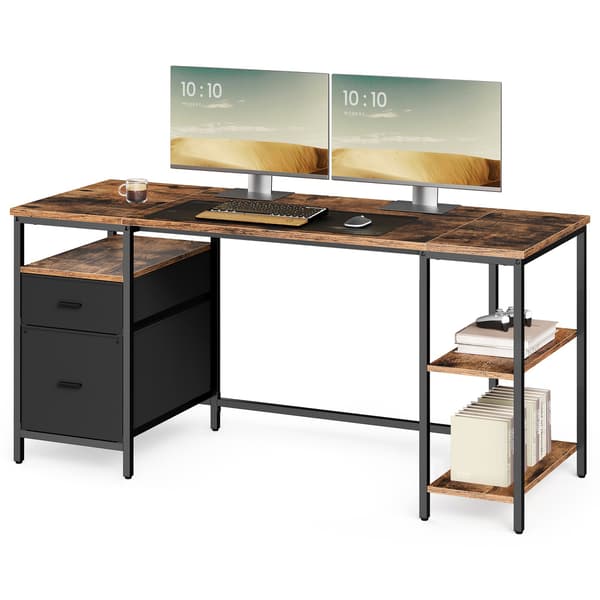 Skrivebord, 60x160x76 cm, Brun, Stålstel