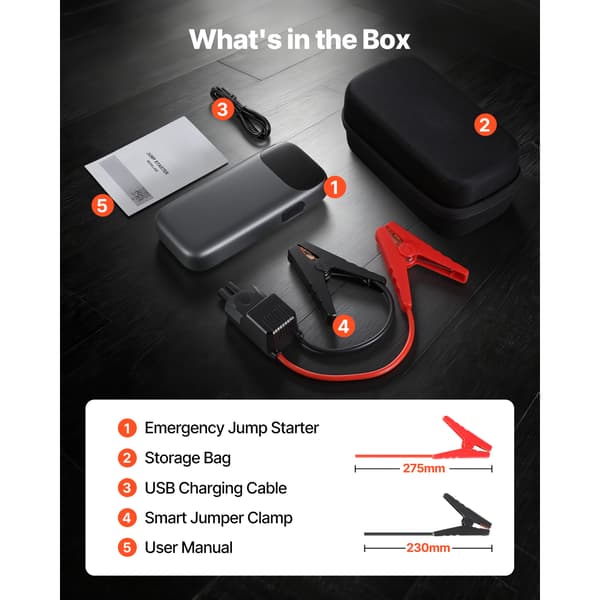 Startbooster 6000A Peak 12V Bärbart Litiumbatteri Booster Powerbank