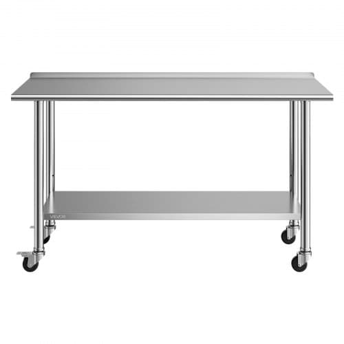 Arbejdsbord 61x152 cm Rustfrit stål Justerbar undershelf