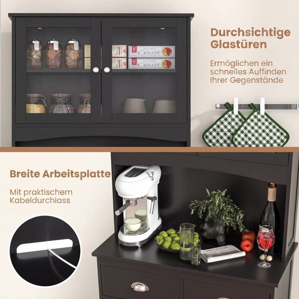 Køkkenbuffet skænk med overskab 80x40x170 cm sort