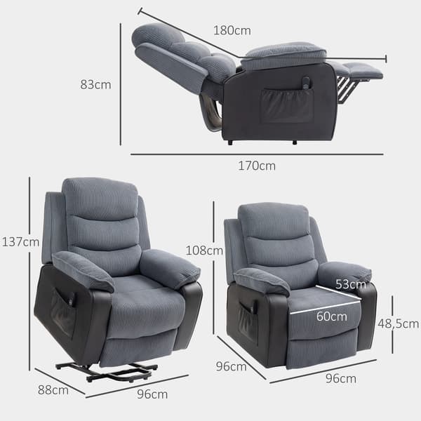 Løftestol Recliner 96x96x108 cm mørkegrå