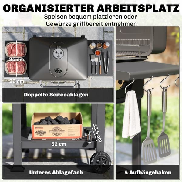 Kulgrill 112x63x101,5 cm Sort Metal
