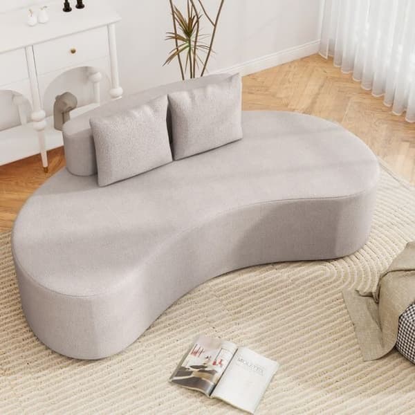 Sofa, Buet polstret sofa med 2 puder, 199,4x96,5x68,6 cm, grå, polyesterstof