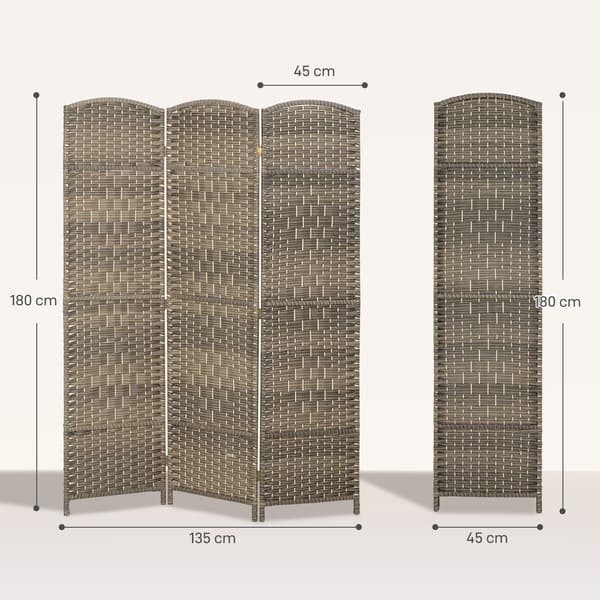 Rumdeler 4-panel foldbar 180x1,7x180 cm vasket sort