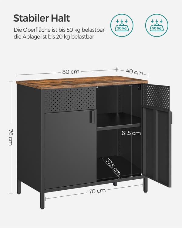 Opbevaringsskab, 80x40x76 cm, Sort, Brun