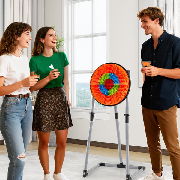 Kasteskyttespil Sæt 4 i 1 56x53x118 cm orange/sort/grå