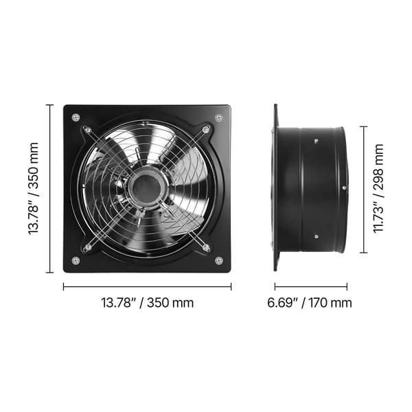 Udsugningsventilator, 35x35x17 cm, Stål, Ventilation
