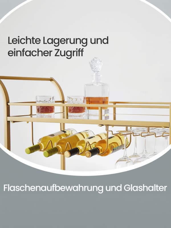 Serveringsvogn, 80x38x77,5 cm, Guld