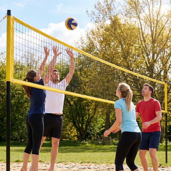 Volleyballnet sæt 950x100x248 cm sort stål