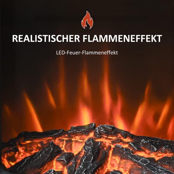 Elektrisk pejs med LED-flammeeffekt 44,5x32,1x74 cm sort