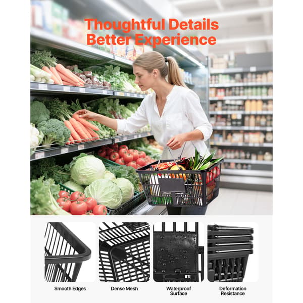 Indkøbskurv, 42.5x30.5x21.5 cm, Sort, Plast