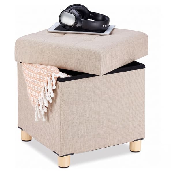 Opbevaringspuf med sæde, beige nuancer, Kodustaar