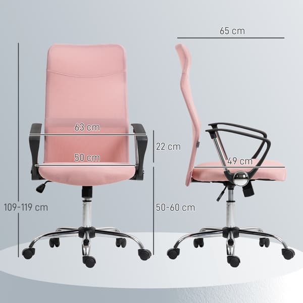 Kontorstol, 63x65x109-119 cm, Pink, Mesh