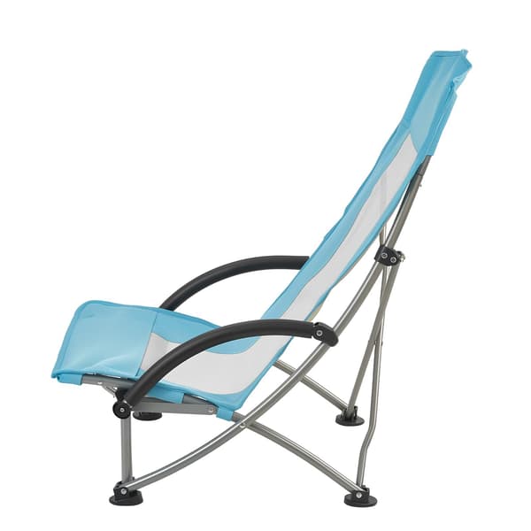 Sammenklappelig strandstol 72x58x79 cm lyseblå med netryg