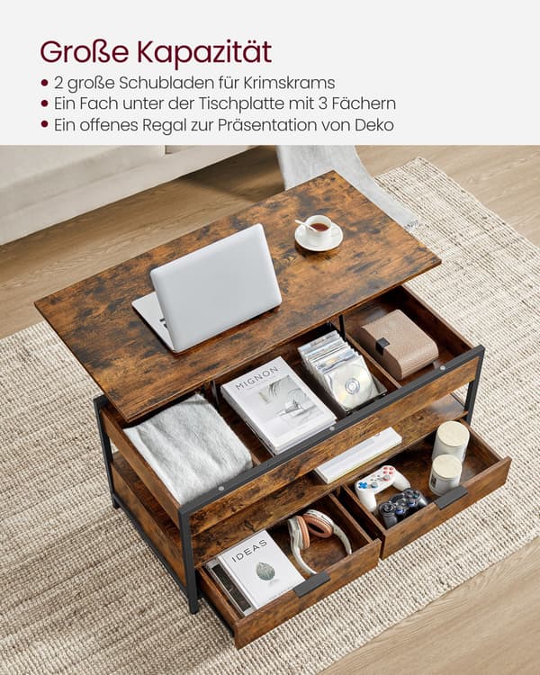Sofabord 100x50x48 cm Brun Sort opbevaring