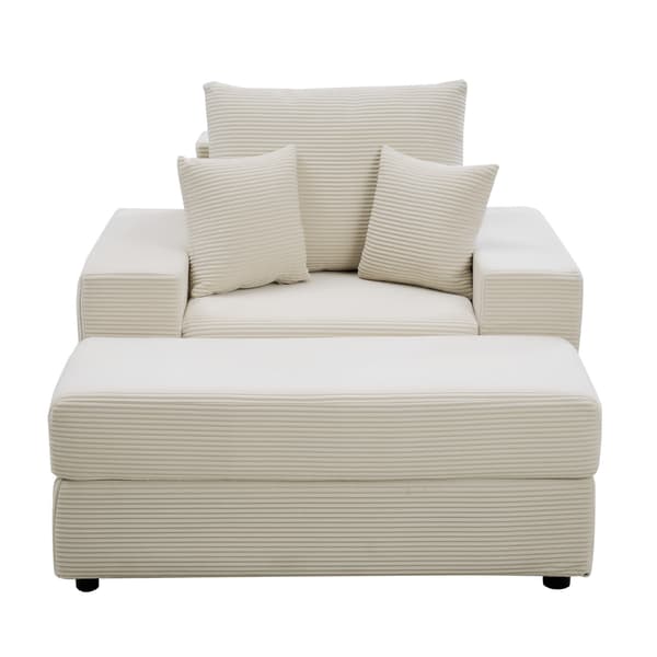 Schäslongstol, 111,5x149x74 cm, Beige, Manchestertyg