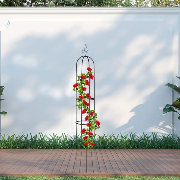 Trädgårdsobelisk 200x41 cm Svart Stål, Kodustaar