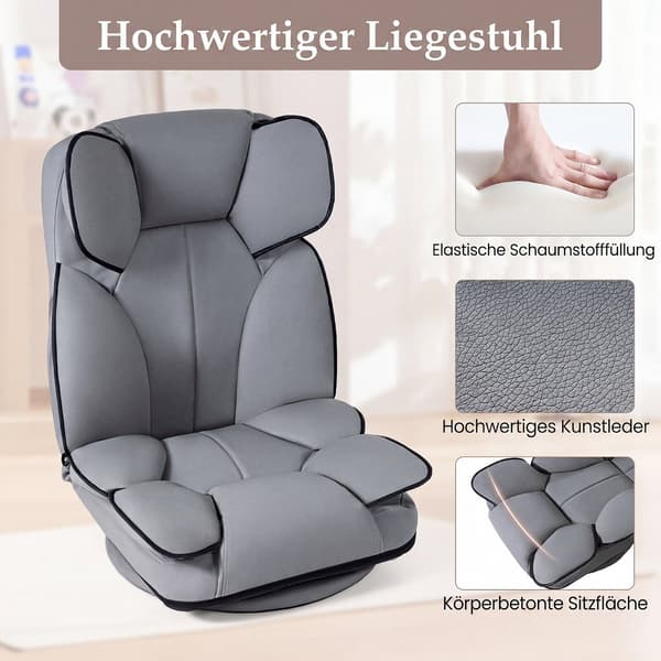 Drejelig gulvspil stol 56x56-117x20-76 cm grå