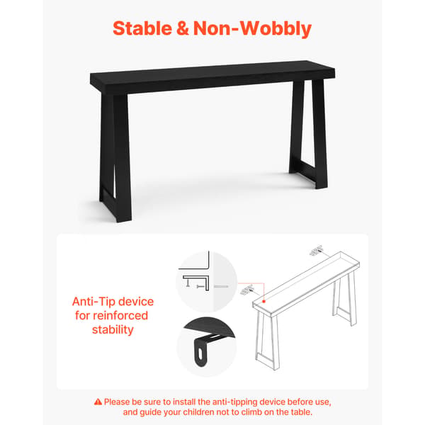 Konsolbord, 140x30,5x81 cm, Sort, Træ