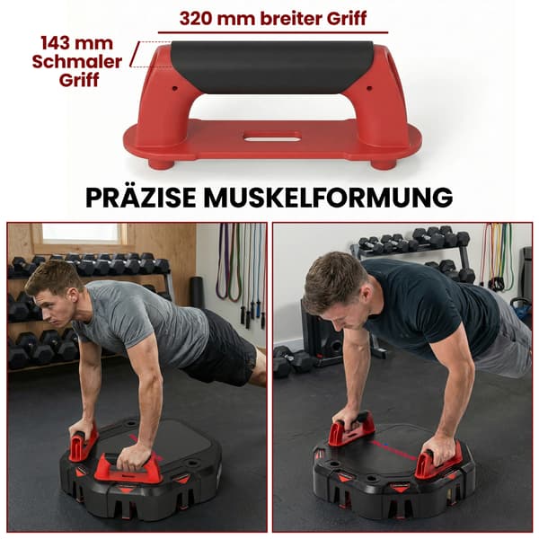 Push Up Board, 45x45x15,5 cm, Sort, Justerbart Træningsudstyr
