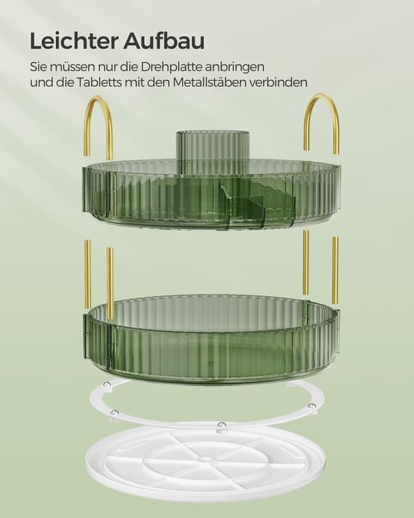 Makeup Organizer, roterende, 23x23x31 cm, grøn