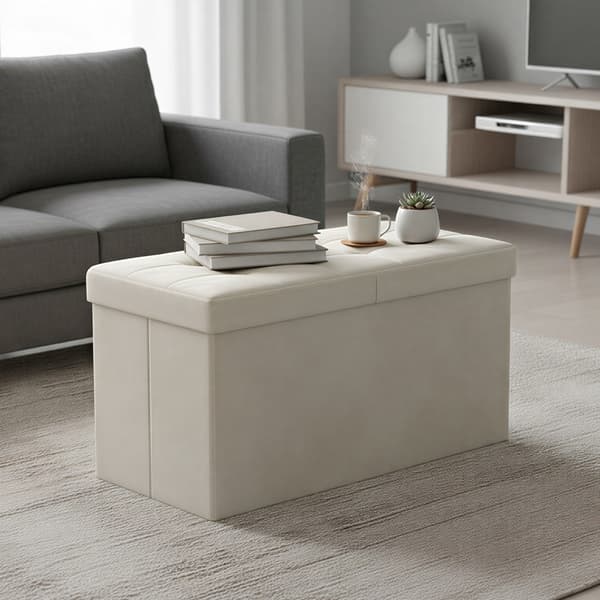 Förvaringsbänk 38x76x38 cm Vit Sammet