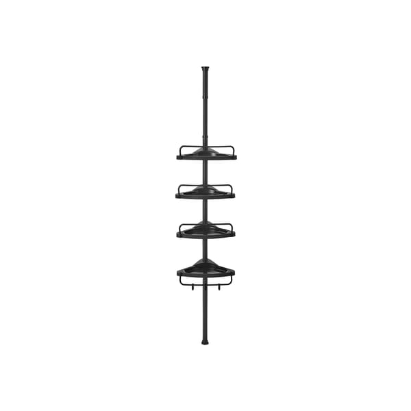 Badeværelseshjørnehylde, 35x25x85-305 cm, Sort