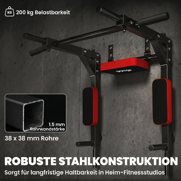 Væg Pull-Up og Dip Station 76x95x63 cm rød