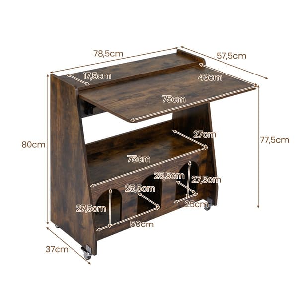 Mobil computerbord med foldbart panel 78,5x57,5x80 cm kaffe
