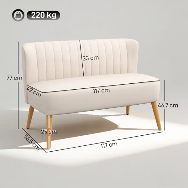 Soffa 2-sits 117x56,5x77 cm Vit Trä