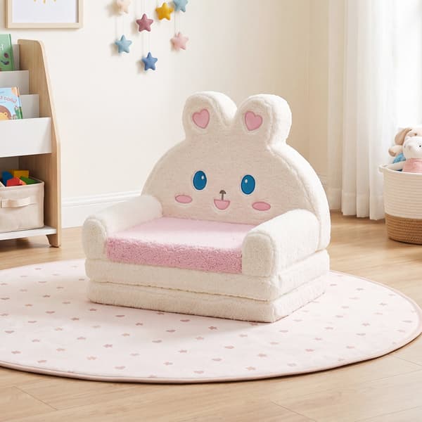 Sammenklappelig børnesofa, 57,2x44,5x54,6 cm, pink/beige