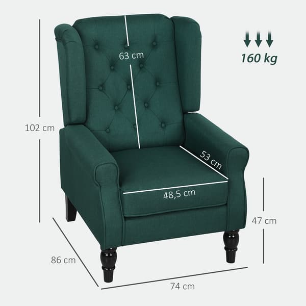 Wingback fåtölj 74x86x102 cm mörkgrön klädd